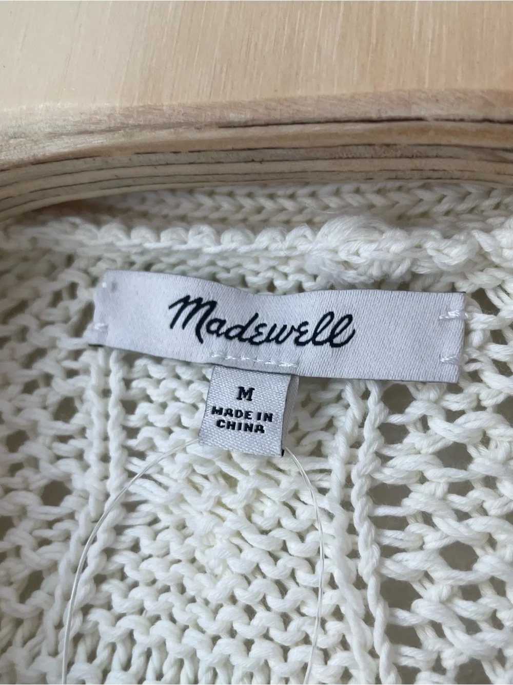 NEW Madewell Crochet Cardigan size M Ivory Cotton Sweater Cottage Boho Coquette